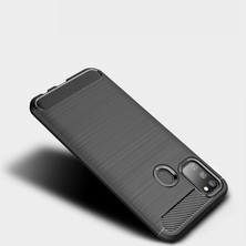 Microcase Samsung Galaxy M30s Brushed Carbon Fiber Silikon Kılıf - Siyah