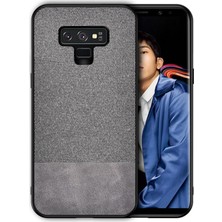 Microcase Samsung Galaxy Note 9 Fabrik Serisi Kumaş ve Deri Desen Kılıf - Gri