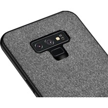 Microcase Samsung Galaxy Note 9 Fabrik Serisi Kumaş ve Deri Desen Kılıf - Gri