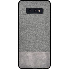 Microcase Samsung Galaxy S10 Lite Fabrik Serisi Kumaş ve Deri Desen Kılıf - Gri