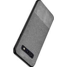 Microcase Samsung Galaxy S10 Lite Fabrik Serisi Kumaş ve Deri Desen Kılıf - Gri