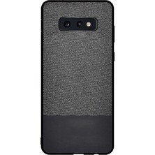 Microcase Samsung Galaxy S10 Lite Fabrik Serisi Kumaş ve Deri Desen Kılıf - Siyah