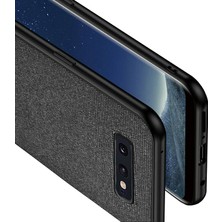 Microcase Samsung Galaxy S10 Lite Fabrik Serisi Kumaş ve Deri Desen Kılıf - Siyah