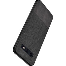 Microcase Samsung Galaxy S10 Lite Fabrik Serisi Kumaş ve Deri Desen Kılıf - Siyah