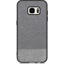 Microcase Samsung Galaxy S7 Fabrik Serisi Kumaş ve Deri Desen Kılıf - Gri