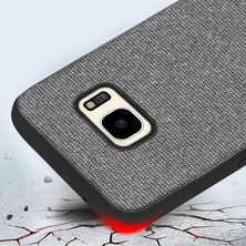 Microcase Samsung Galaxy S7 Fabrik Serisi Kumaş ve Deri Desen Kılıf - Gri