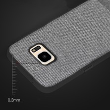 Microcase Samsung Galaxy S7 Fabrik Serisi Kumaş ve Deri Desen Kılıf - Gri