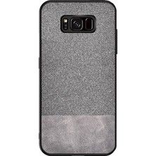 Microcase Samsung Galaxy S8 Fabrik Serisi Kumaş ve Deri Desen Kılıf - Gri