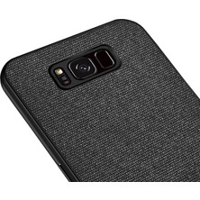 Microcase Samsung Galaxy S8 Fabrik Serisi Kumaş ve Deri Desen Kılıf - Siyah