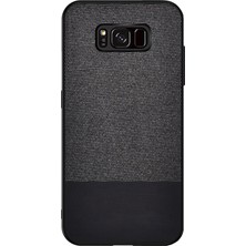 Microcase Samsung Galaxy S8 Plus Fabrik Serisi Kumaş ve Deri Desen Kılıf - Siyah