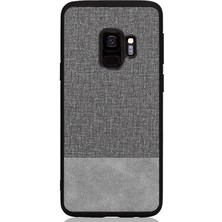 Microcase Samsung Galaxy S9 Fabrik Serisi Kumaş ve Deri Desen Kılıf - Gri