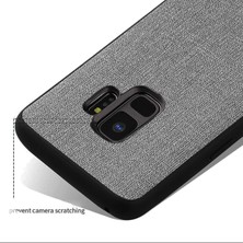 Microcase Samsung Galaxy S9 Fabrik Serisi Kumaş ve Deri Desen Kılıf - Gri