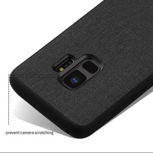 Microcase Samsung Galaxy S9 Fabrik Serisi Kumaş ve Deri Desen Kılıf - Siyah