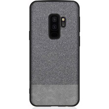 Microcase Samsung Galaxy S9 Plus Fabrik Serisi Kumaş ve Deri Desen Kılıf - Gri