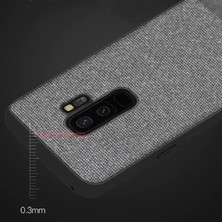 Microcase Samsung Galaxy S9 Plus Fabrik Serisi Kumaş ve Deri Desen Kılıf - Gri