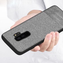 Microcase Samsung Galaxy S9 Plus Fabrik Serisi Kumaş ve Deri Desen Kılıf - Gri