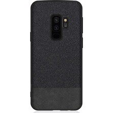 Microcase Samsung Galaxy S9 Plus Fabrik Serisi Kumaş ve Deri Desen Kılıf - Siyah