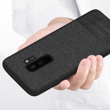 Microcase Samsung Galaxy S9 Plus Fabrik Serisi Kumaş ve Deri Desen Kılıf - Siyah