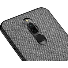 Microcase Xiaomi Redmi 8 Fabrik Serisi Kumaş ve Deri Desen Kılıf - Gri