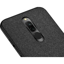 Microcase Xiaomi Redmi 8 Fabrik Serisi Kumaş ve Deri Desen Kılıf - Siyah