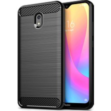 Microcase Xiaomi Redmi 8A Brushed Carbon Fiber Silikon Kılıf - Siyah