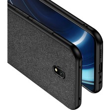 Microcase Xiaomi Redmi 8A Fabrik Serisi Kumaş ve Deri Desen Kılıf - Siyah