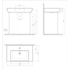 Kale Nordic Etajerli Lavabo 80 x 50 cm