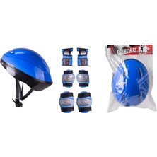 Furkan Toy F-Sports Kask Dizlik Dirseklik Koruyucu Set Mavi