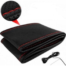 Otozum Mercedes C Sınıfı 1993 Sonrası İçin Dikme Direksiyon Kılıfı Delikli Mum İpli Siyah Kırmızı Dikişli