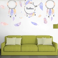 Kt Decoration Watercolor Boho Feathers Modern Duvar Sticker
