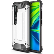 Microsonic Xiaomi Mi Note 10 Pro Kılıf Rugged Armor Gümüş