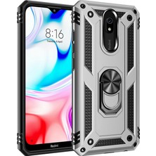 Microsonic Xiaomi Redmi 8A Kılıf Military Ring Holder Gümüş