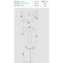 Turavit Plaza Kolon Ayak Lavabo 48,5 x 60 cm