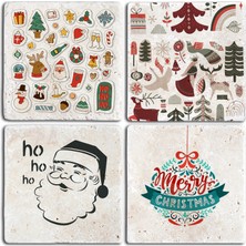 Oscar Stone Decor Yeni Yıl Bardak Altlığı 4'lü Set