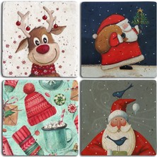 Oscar Stone Decor Yeni Yıl Bardak Altlığı 4'lü Set