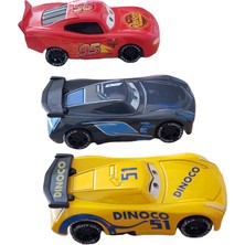 Can Ali Toys Özel 3'lü Set Cars Şimşek Mcqueen Jackson Storm Dinoco Metal Çek Bırak Araba