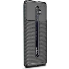 Case Street Oppo Reno 2Z Kılıf Negro Karbon Dizayn Silikon + Nano Glass Siyah
