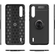 Case Street Xiaomi Mi 9 Lite Kılıf Ravel Yüzüklü Mıknatıslı Silikon + Nano Glass Bordo