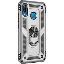 Case Street Huawei P20 Lite Kılıf Vega Standlı Yüzüklü Mıknatıslı Gümüş