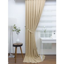 Taç Pileli Fon Perde Soft Kumaş Krem 100 x 260 cm