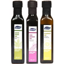 Egenatura Kenevir Tohumu Yağı 250 ml + Üzüm Çekirdeği Yağı 250 ml + Ay Çekirdeği Yağı 250 ml - Soğuk Sıkım & Cam Şişe