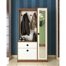 Tocco 1029 Hazal Lüx Vestiyer Ayakkabılıklı Portmanto Takımı-BEYAZ MEŞE