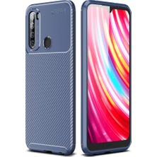 Case 4U Xiaomi Redmi Note 8T Kılıf Rugged Armor Karbon Desenli Lüx Negro Silikon Arka Kapak + Cam Ekran Koruyucu Lacivert