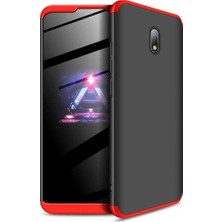 Case 4U Xiaomi Redmi 8A Kılıf 3 Parçalı Tam Koruma Sert Mika Ays Kapak Siyah Kırmızı