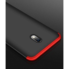 Case 4U Xiaomi Redmi 8A Kılıf 3 Parçalı Tam Koruma Sert Mika Ays Kapak Siyah Kırmızı