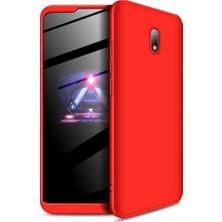 Case 4U Xiaomi Redmi 8A Kılıf 3 Parçalı Tam Koruma Sert Mika Ays Kapak Kırmızı