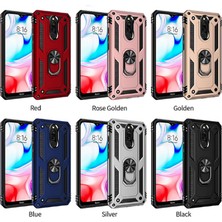 Case 4U Xiaomi Redmi 8 Kılıf Çift Katmanlı Yüzüklü Manyetik Vega Kapak Altın