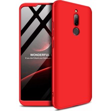 Case 4U Xiaomi Redmi 8 Kılıf 3 Parçalı Tam Koruma Sert Mika Ays Kapak Kırmızı