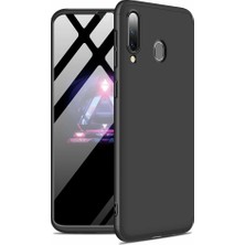 Case 4U Samsung Galaxy A20S Kılıf 3 Parçalı Tam Koruma Sert Mika Ays Kapak Siyah