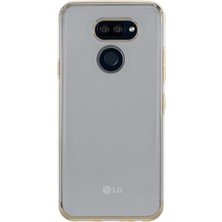 Case 4U LG K40S Kılıf 4 Köşe Renkli Lazer Silikon Arka Kapak - Glitter Altın